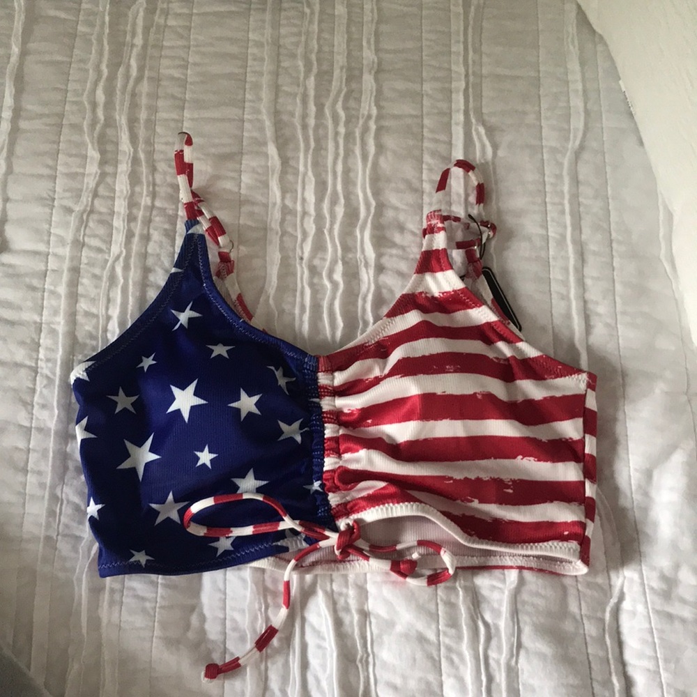 American Flag Bathing Suit top NWT